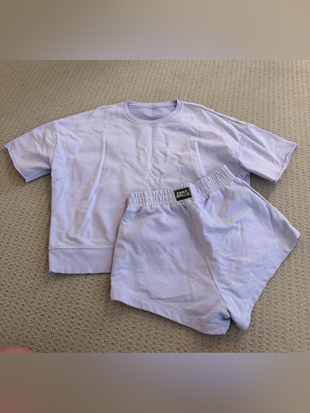 Daily Drills Cropped Sleeve Crew and Super Shorts Set in Wink